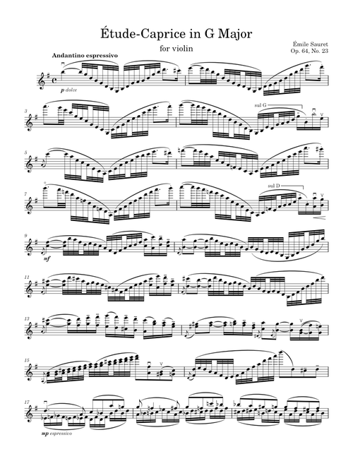 Étude-Caprice in G Major - É. Sauret, Op. 64, No. 23