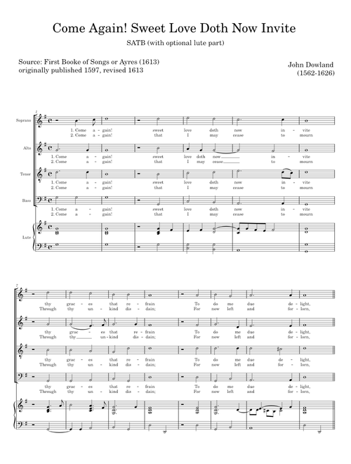 Come again! Sweet love doth now invite - John Dowland