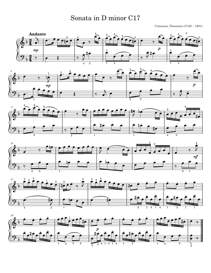 D. Cimarosa 32 Sonates 楽譜 Sonata Cimarosa Sheet Music for Piano (Solo) | MuseScore.com