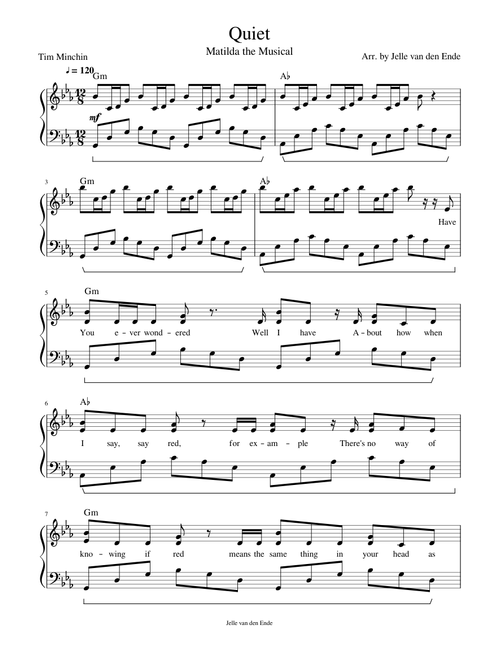 Matilda the Musical: Quiet (Piano arrangement)