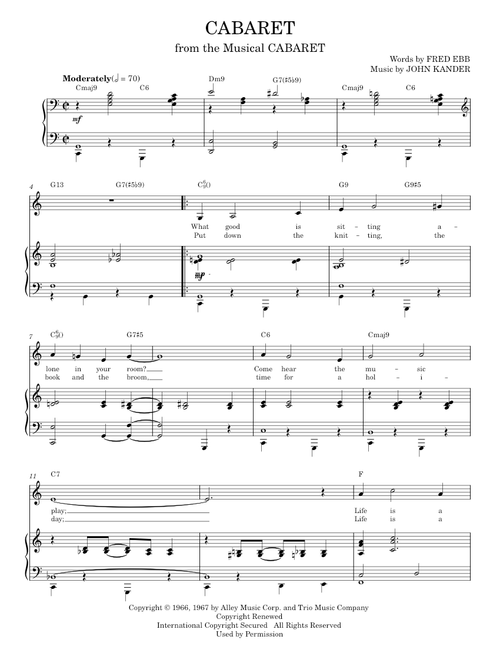 Cabaret - Cabaret Musical, Kander & Ebb, Liza Minnelli (Piano Vocal)