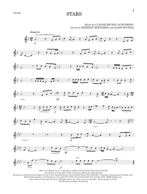 Stars - Claude-Michel Schonberg (Violin Solo)