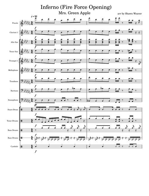 Inferno (Arr. Shawn Weaver) - Mrs. Green Apple (Marching Band)