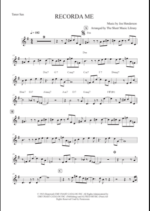 Play Official version of Recorda me Sheet Music by Joe Henderson for ...