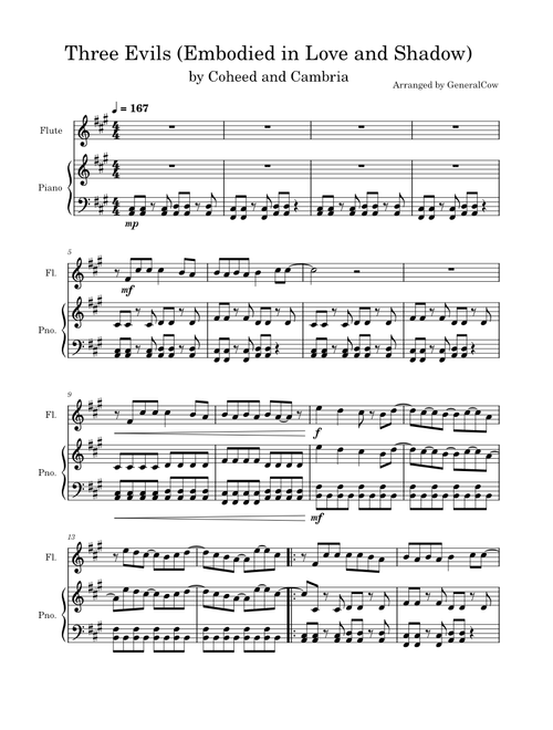 Three Evils (Embodied In Love And Shadow) - Coheed And Cambria (Flute Solo w/ Piano Accompaniment)