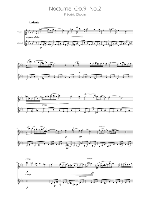 Chopin - Nocturne op.9 No.2 - Violin Duet (Arr. Ygor Nunes) - Fédéric Chopin (Violin Duet)