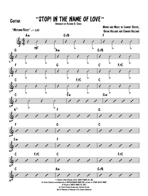 Stop! In The Name Of Love (Arr. Richard D. Cross) - The Supremes (Solo Guitar)