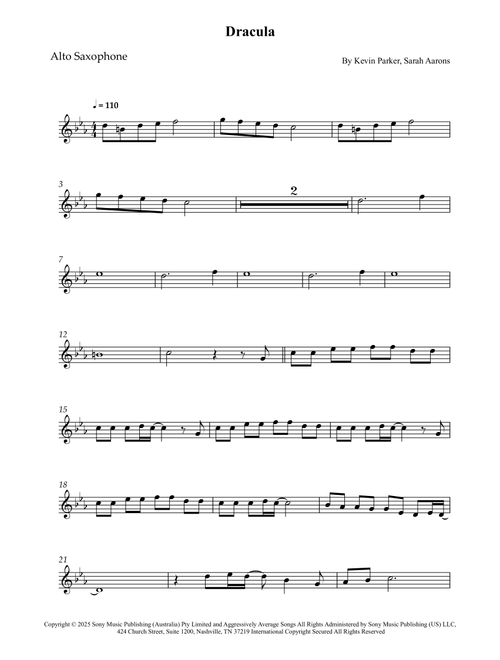 Dracula (Arr. Wesley S. SIlva) - Tame Impala (Alto Sax Solo)