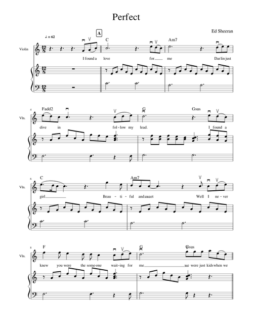 Perfect Ed Sheeran violin C major