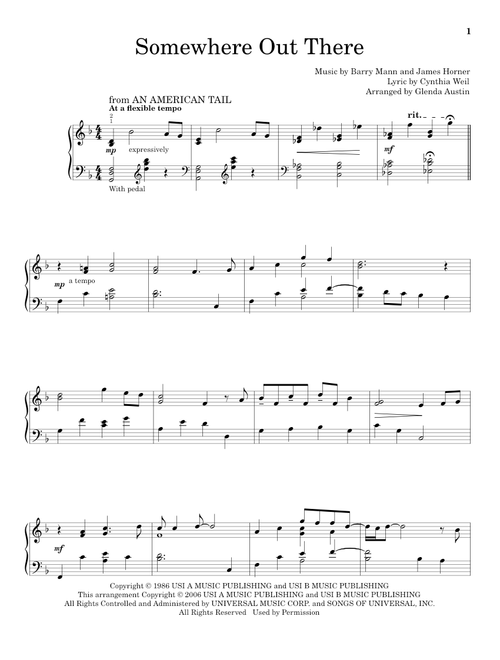 Somewhere Out There (Arr. Glenda Austin) - Linda Ronstadt & James Ingram (Educational Piano)
