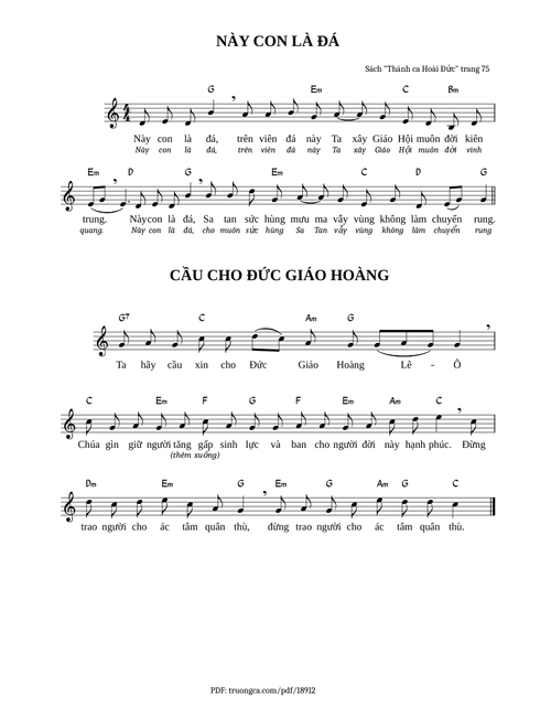 Này Con Là Ðá, Cầu Cho Ðức Giáo Hoàng Lê-Ô – Hoài Đức