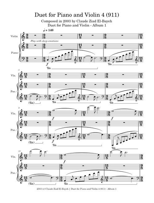 Claude Ziad El-Bayeh - Duet for Piano and Violin 4 (911) - Composed in 2003