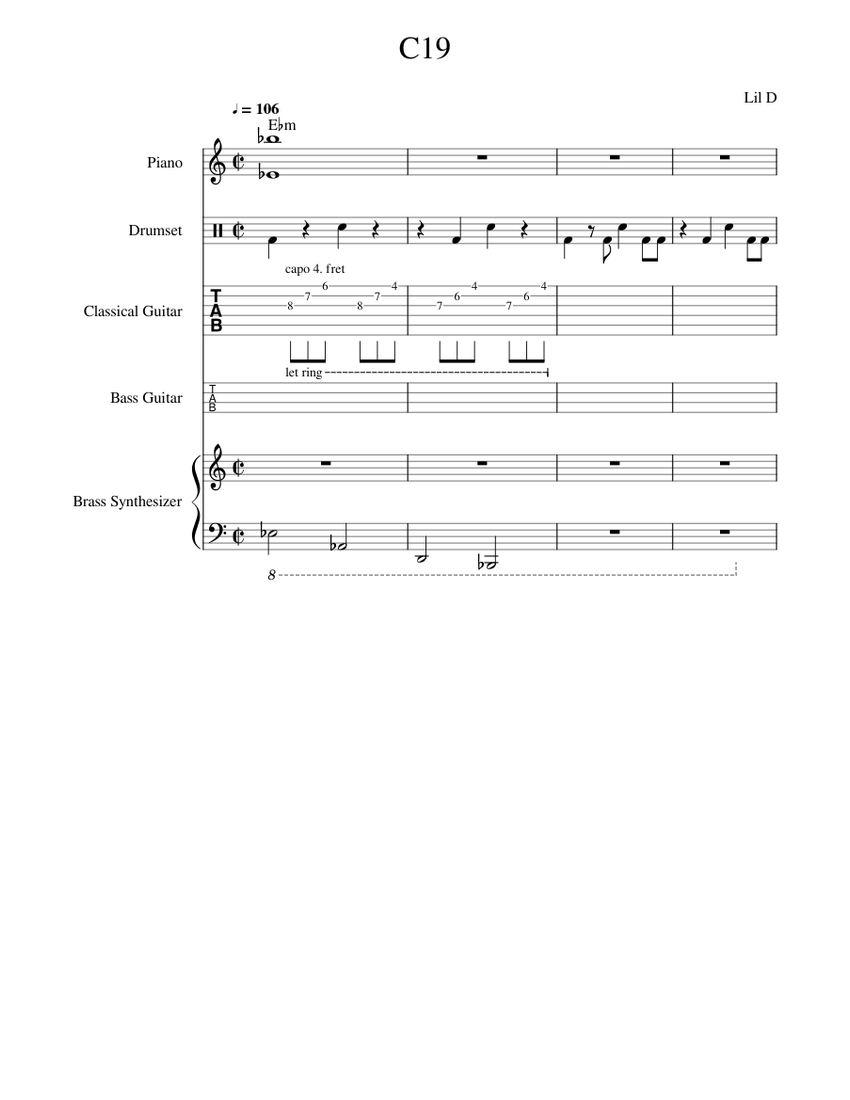 C19 Sheet music for Piano, Guitar, Bass guitar, Drum group & more ...
