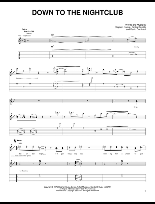Down To The Nightclub - Tower Of Power, Jeff Tamelier (Guitar Tab)