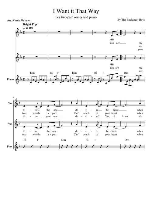 I Want it That Way - Backstreet Boys 2-Part
