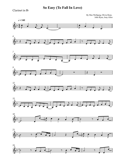 So Easy (To Fall In Love) (Arr. Wesley S. SIlva) - Olivia Dean (Clarinet Solo)