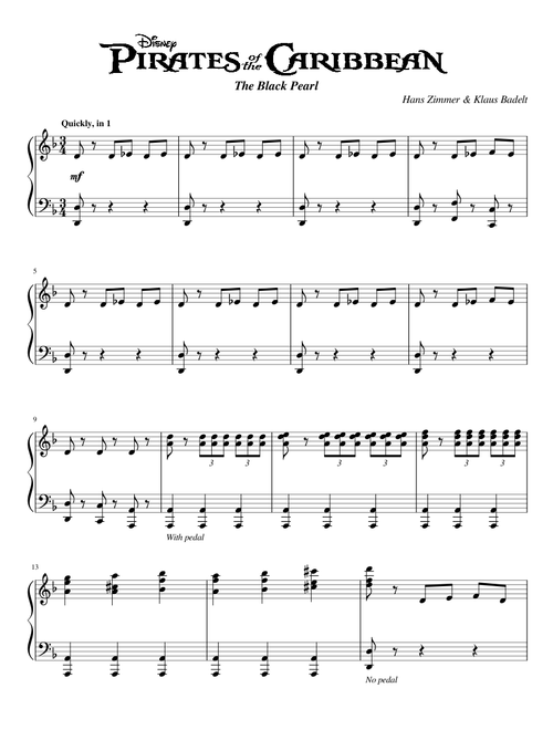 Pirates of the Caribbean The Curse of the Black Pearl - The Black Pearl | Piano Solo