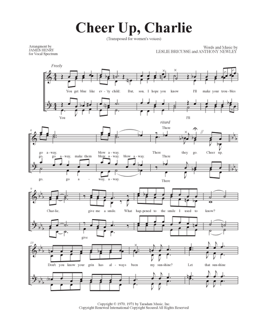 Cheer Up, Charlie (Arr. James Henry) - Leslie Bricusse, Anthony Newley (Choral, SSAA)