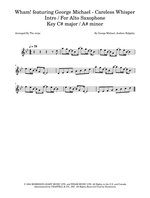 Careless Whisper (Arr. The Ninja) - Wham! featuring George Michael (Alto Sax Solo)