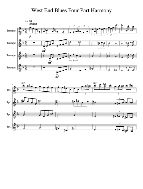 West End Blues Harmony 4 Part Trumpet