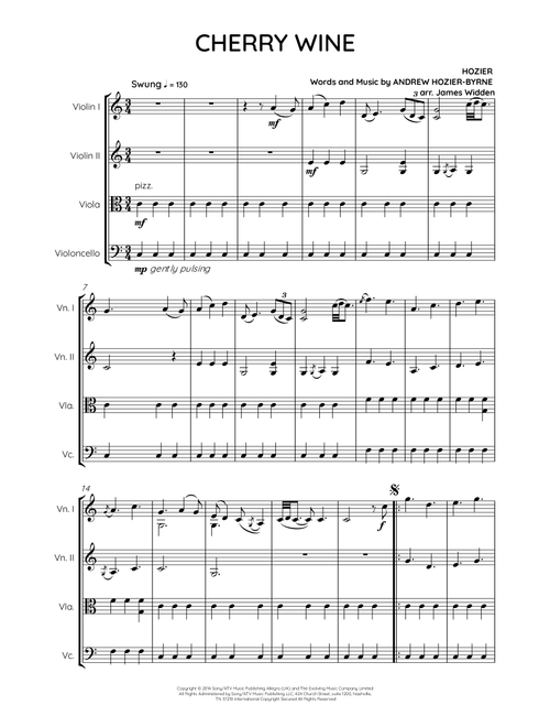 Cherry Wine (Arr. James Widden) - Hozier (String Quartet)