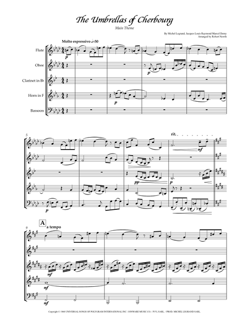 Umbrellas Of Cherbourg (Arr. Robert Newth) - Michel LeGrand (Woodwind Ensemble)