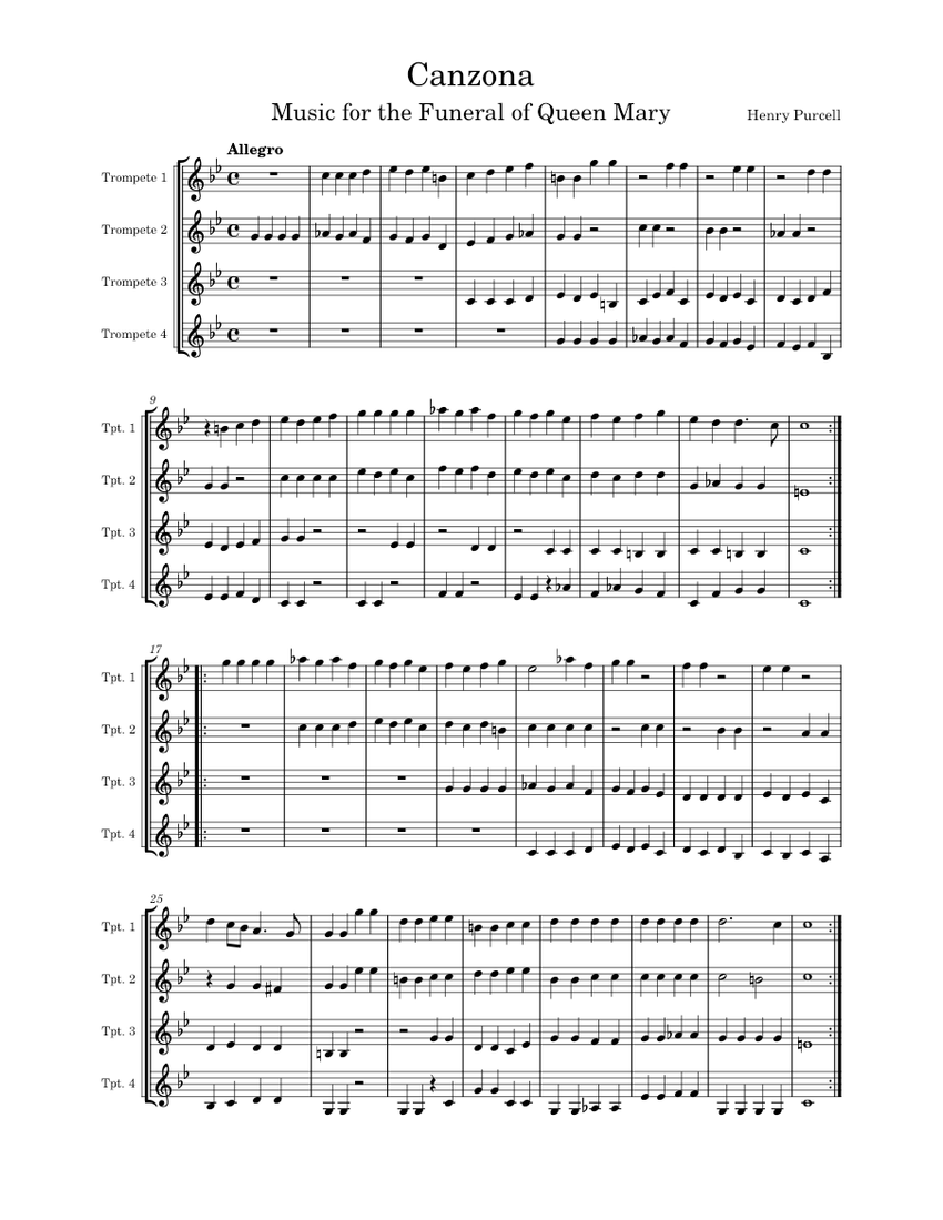 Music for the Funeral of Queen Mary, Z.860 – Henry Purcell Sheet Music ...