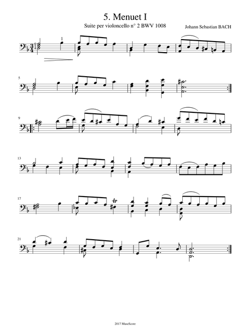 J. S. Bach - Cello Suite n° 2 BWV 1008 - 5. Menuet 1