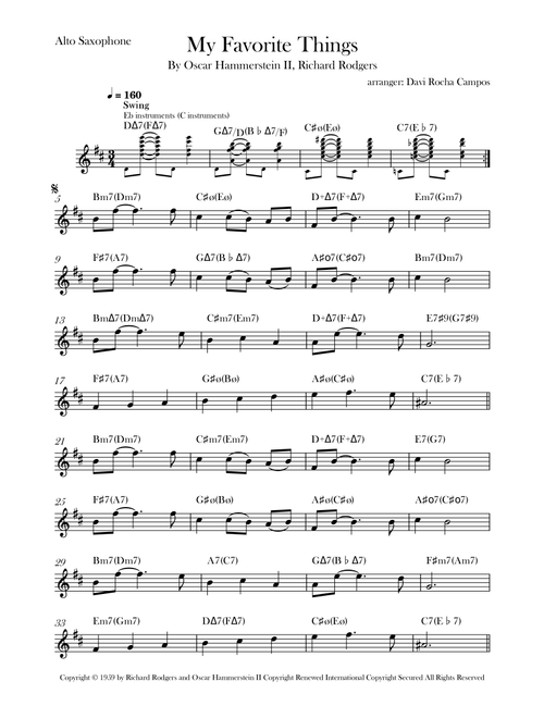 My Favorite Things (Arr. Davi Rocha Campos) - John Coltrane (Alto Sax Solo)