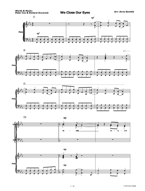 We Close Our Eyes (Arr. Jerry Gamble) - Drummie, Cox (Choral, SATB divisi)
