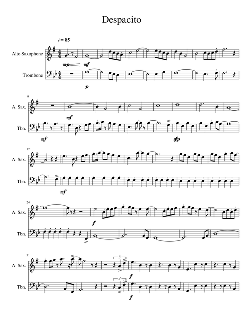 Despacito for Alto sax and Trombone