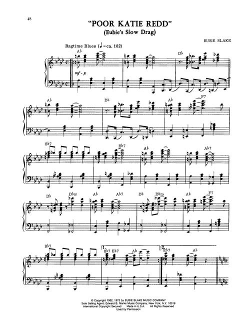 Poor Katie Redd (Eubie's Slow Drag) - Eubie Blake (Piano Solo)