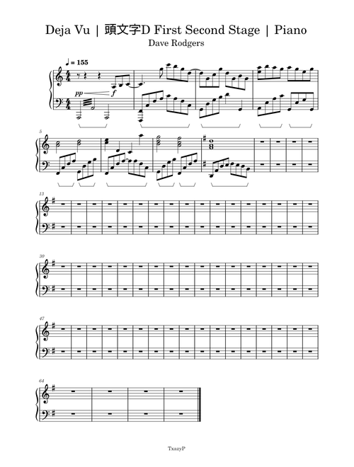 Deja Vu | 頭文字D Second Stage | Piano | Unfinished