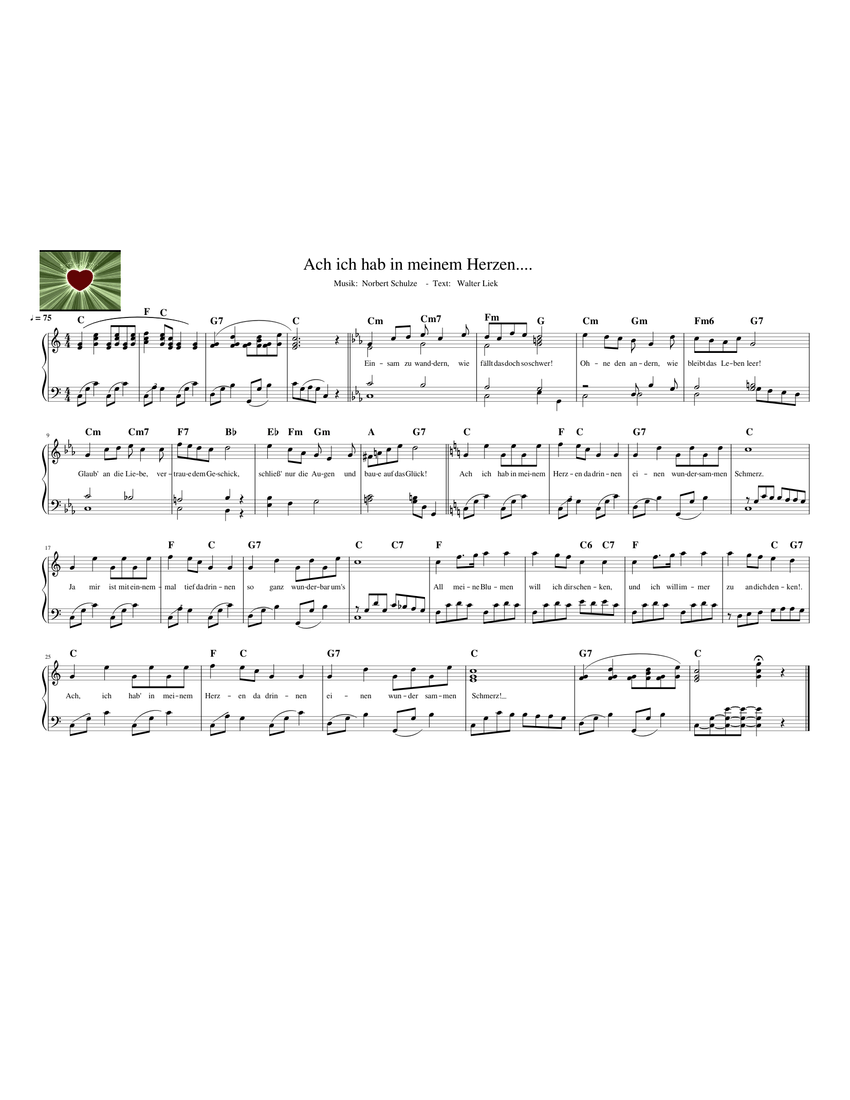 Ach ich hab in meinem Herzen.... Sheet music for Piano (Solo) Ach ich hab in meinem Herzen.... Sheet music for Piano (Solo)