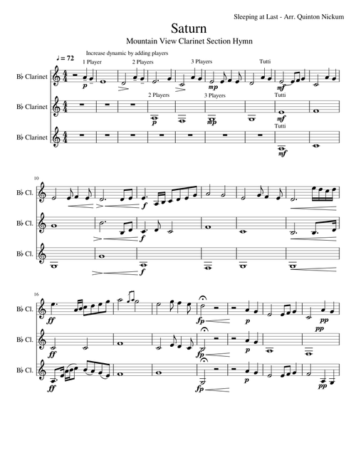 Sleeping at Last - Saturn for Clarinet Trio