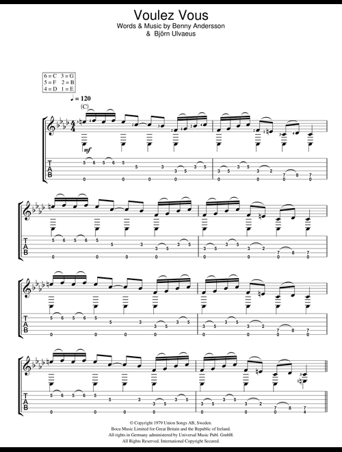 Voulez Vous - ABBA (Easy Guitar with TAB)