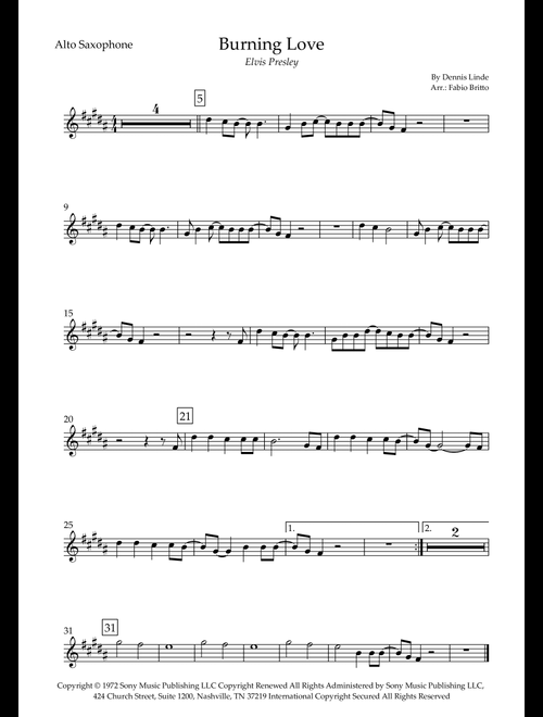 Burning Love (Arr. Fabio Britto) - Elvis Presley (Alto Sax Solo)