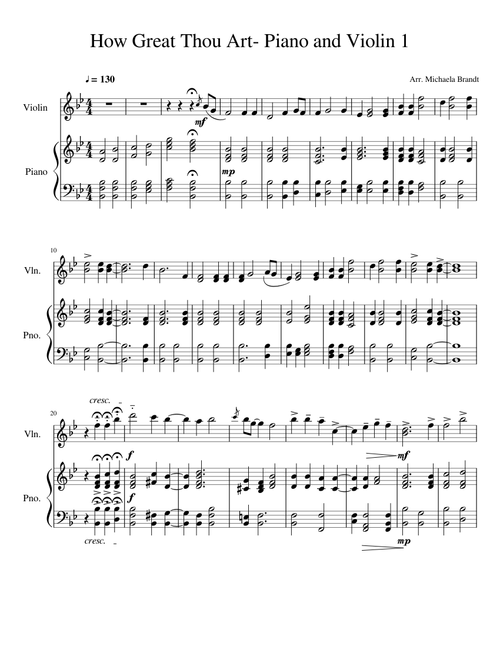 how great thou art- piano and violin 1