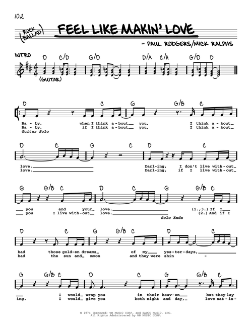 Feel Like Makin' Love - Bad Company (Real Book - Melody-Chords-Lyrics)