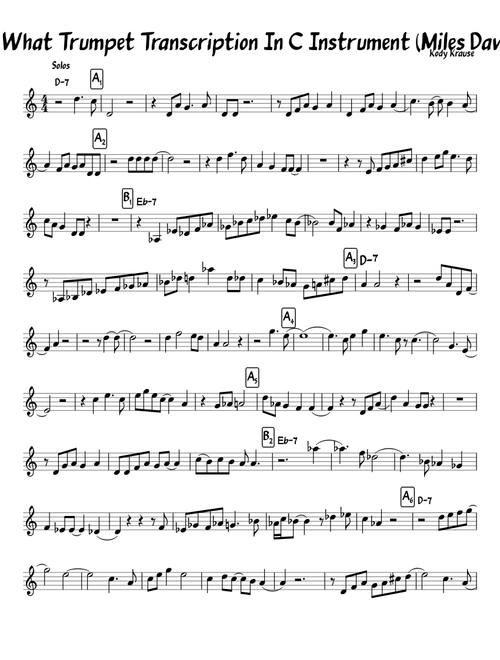 So What Trumpet Transcription In C Instrument (Miles Davis)