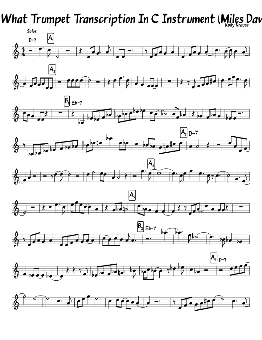 So What Trumpet Transcription In C Instrument (Miles Davis) Sheet music
