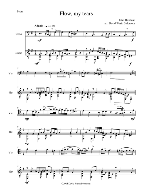 Flow my tears for cello and guitar (with divisions) (Arr. David Warin Solomons) - John Dowland (Instrumental Duet)