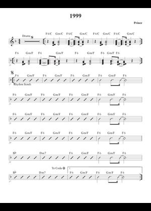 1999 - Prince Sheet Music with Chords for Piano (Solo) easy