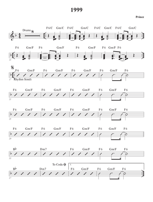 1999 (Arr. David M Fagnant) - Prince (Lead Sheet - Fake Book)