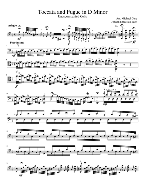 Toccata and Fugue in D Minor for Solo Cello
