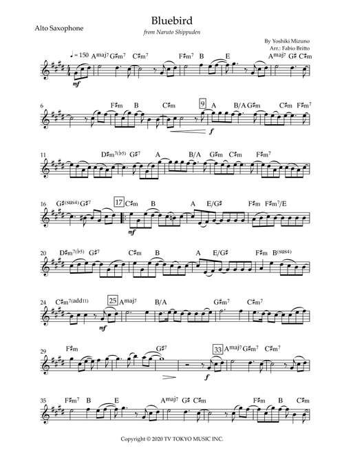 Ikimono Gakari's Blue Bird (Arr. Fabio Britto) - Yoshiki Mizuno (Alto Sax Solo)