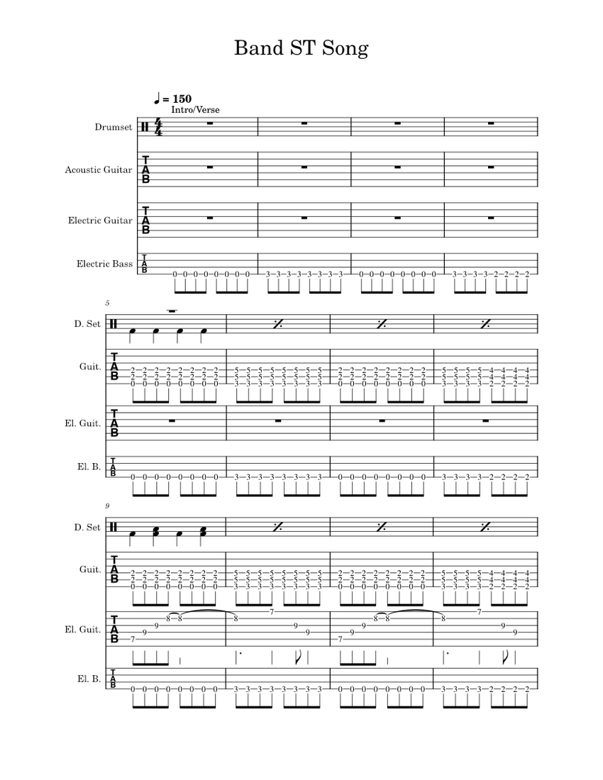 Misc soundtrack Misc Soundtrack Band ST Song 10 Sheet music for