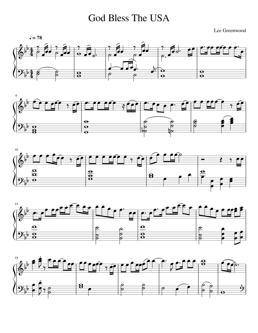 God Bless The USA Sheet music for Piano (Solo) 