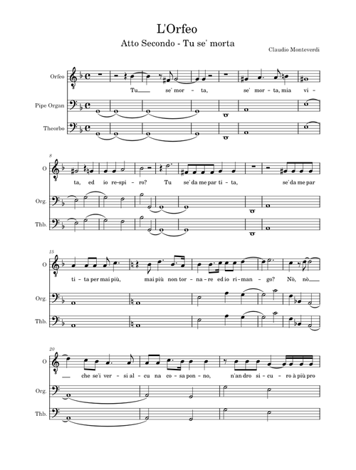 Claudio Monteverdi - L'Orfeo - Atto II - Tu se' morta