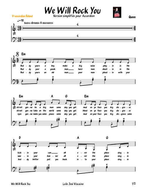 We Will Rock You  Avec Texte Leilo José Viscaïno